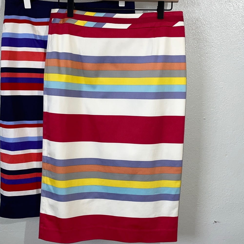 Boden Striped Pencil Skirts 6L Coastal Nautical Career Workwear Classic 2 Skirts - Picture 2 of 13